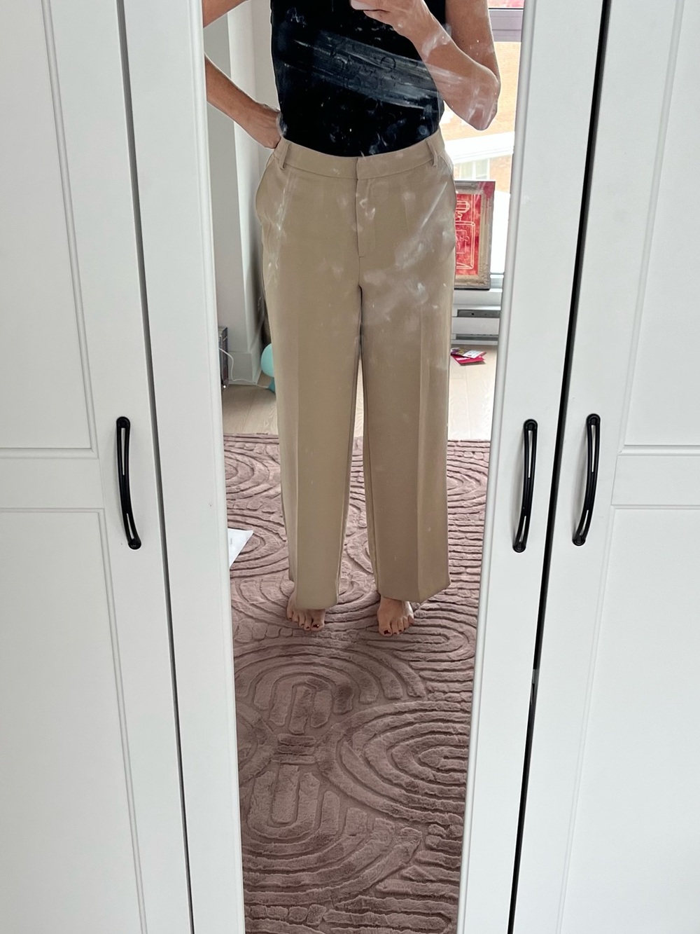 Nearly-new Tailored Wide-Leg High-Rise Pants in beige